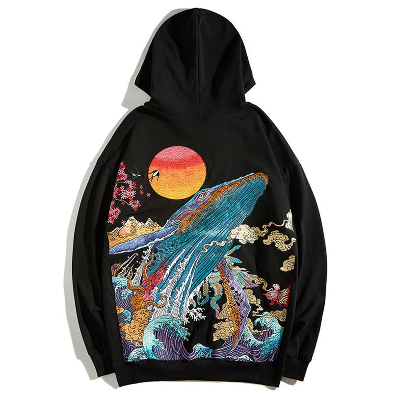 Embroidered Ocean Hoodie by jobatua.com