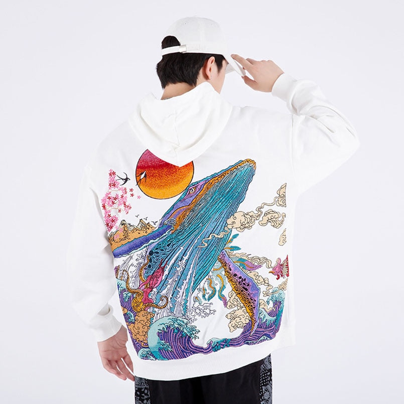 Embroidered Ocean Hoodie by jobatua.com
