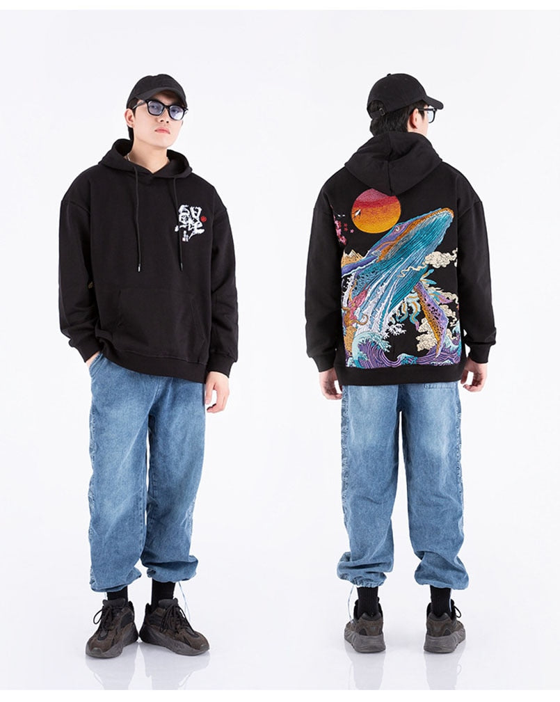 Embroidered Ocean Hoodie by jobatua.com