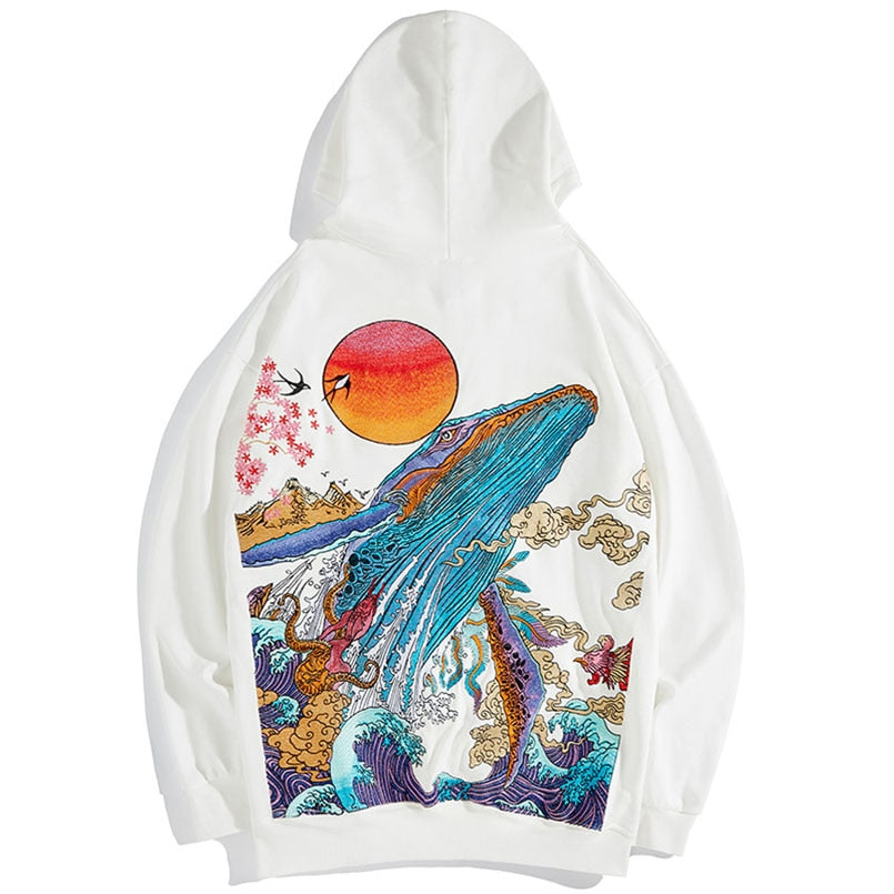 Embroidered Ocean Hoodie by jobatua.com