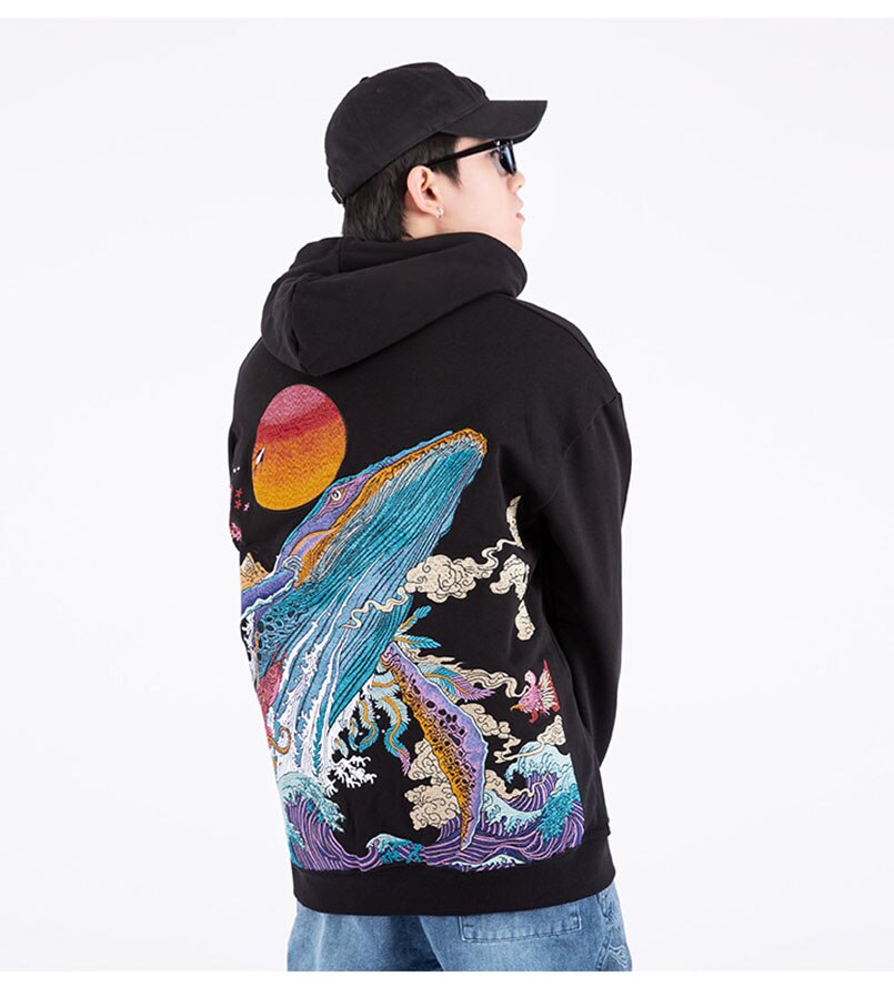 Embroidered Ocean Hoodie by jobatua.com